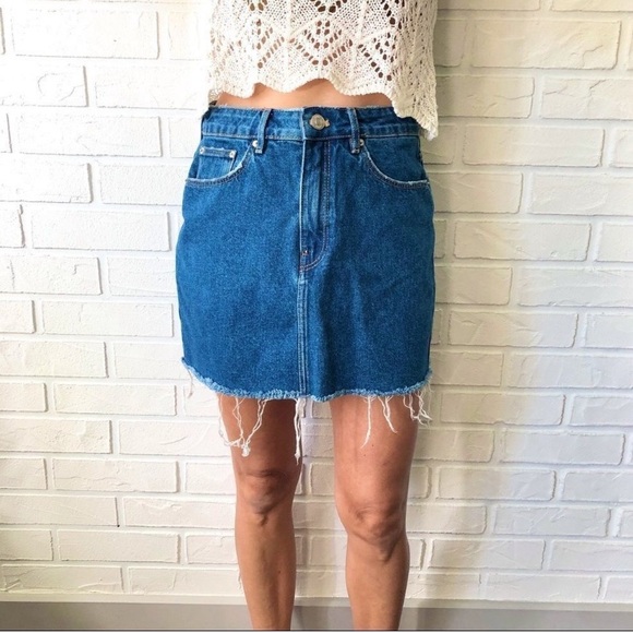 Zara 5 Pocket High Waist Jean Denim Mini Skirt M - Picture 1 of 6
